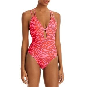 Peixito Isla Womens Tiger Print Strappy One Piece Swimsuit Small (4) NWT